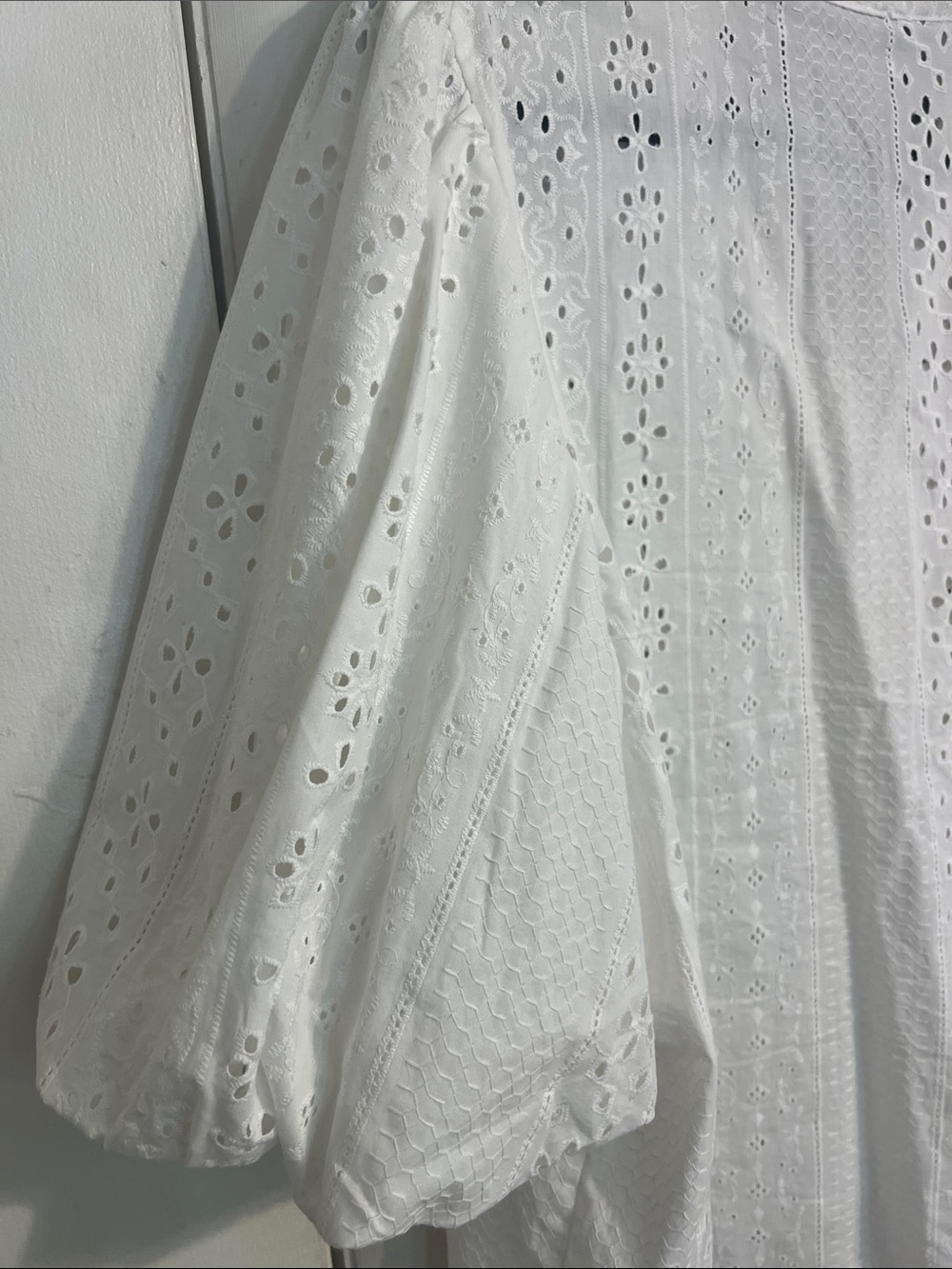 Zara Eyelet Button-Front Puff Sleeve Top - Picture 8 of 13